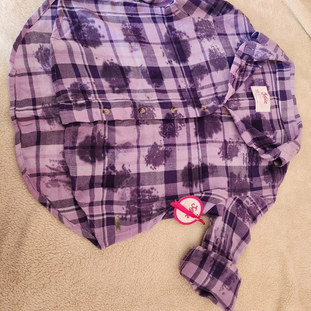 Justice Purple Plaid Kids Shirt